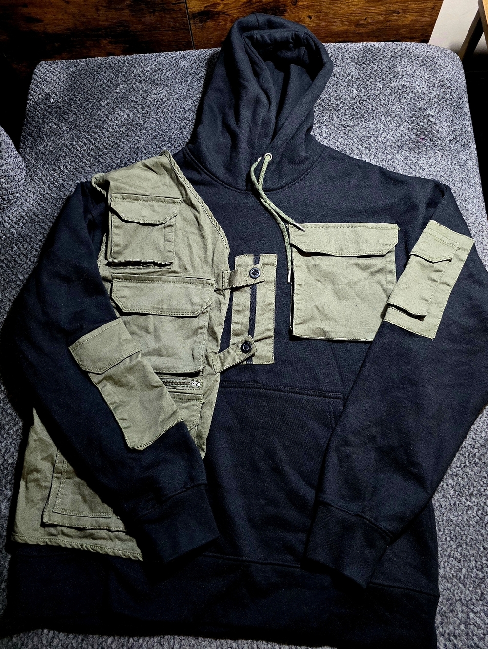 BXCLIVE Copper Rivet Tactical Hoodie Combo Men’s 2XL Black Utility Streetwear